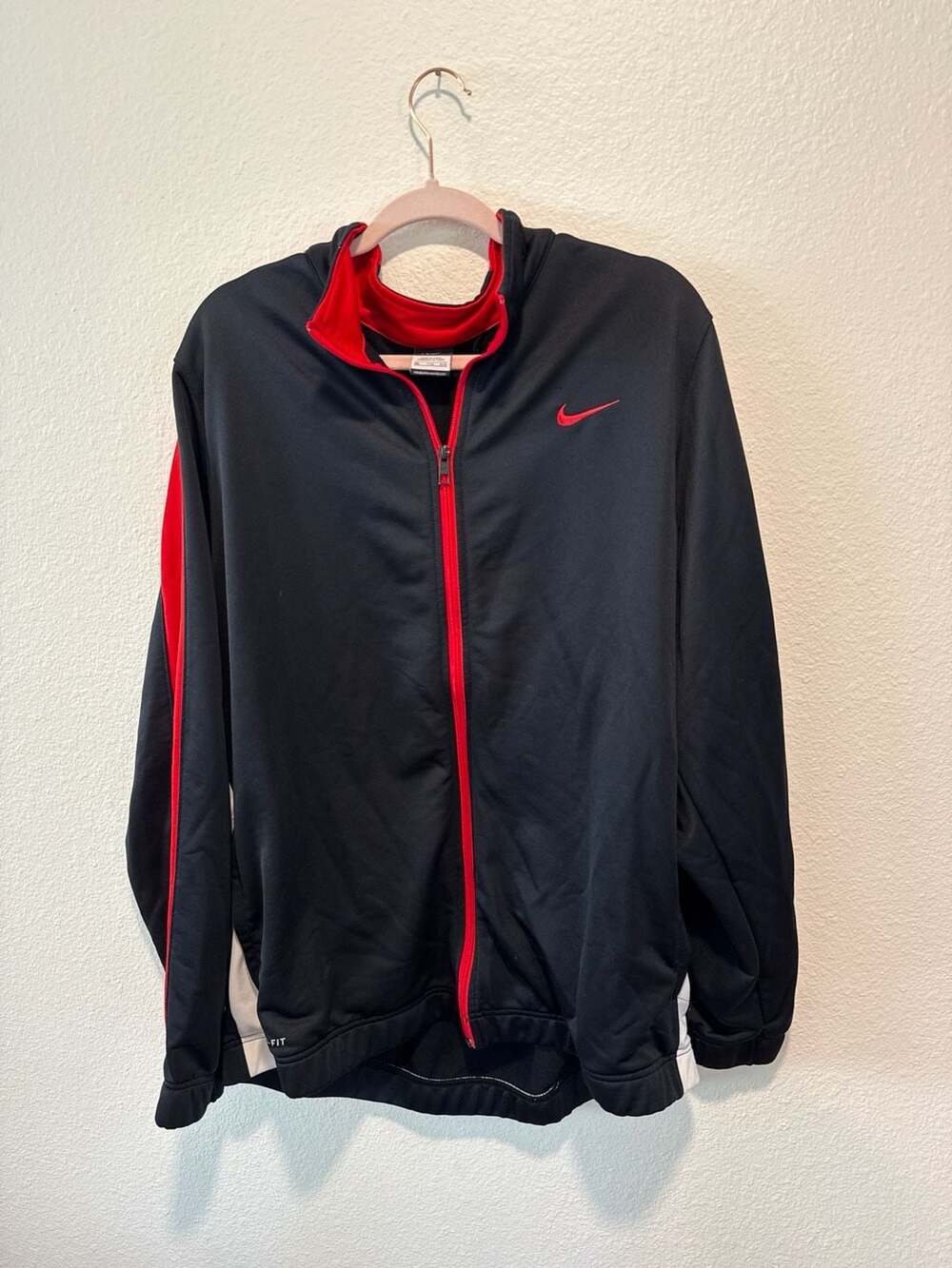 Nike Dri-FIT Full-Zip Training Jacket Black Red White Size XXL